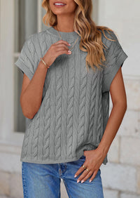 Casual Short Sleeve Crew Neck Knit Pullover Trendy Spring Outfits Sweater Vest