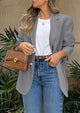 Business Casual Long Sleeve Lapel Open Front Suit Jacket Work Blazer with Pockets