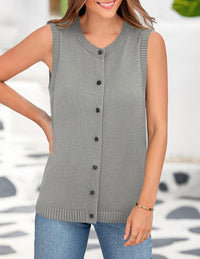 Sleeveless Button Down Business Casual Knit Tank Tops