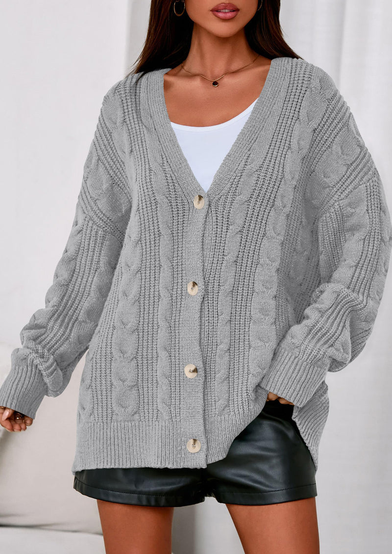 PRETTYGARDEN Women's Cable Knit Sweaters Fall Oversized Chunky Open Front Long Sleeve Cardigan Winter Coats