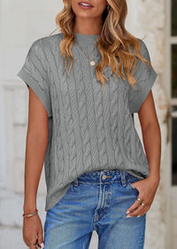 Casual Short Sleeve Crew Neck Knit Pullover Trendy Spring Outfits Sweater Vest