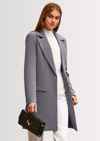 PRETTYGARDEN Women's Spring Fall Long Blazer Jackets Long Sleeve Lapel Pockets Loose Fit Work Casual Blazers Outerwear