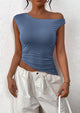 Off The Shoulder Sleeveless One Shoulder Ruched Asymmetrical Y2K Tank Top