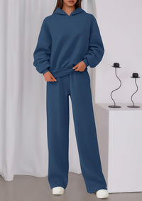 PRETTYGARDEN Womens Sweatsuits 2 Piece Set Casual Winter Long Sleeve Hoodie Loose Wide Leg Sweatpants Fall Tracksuit