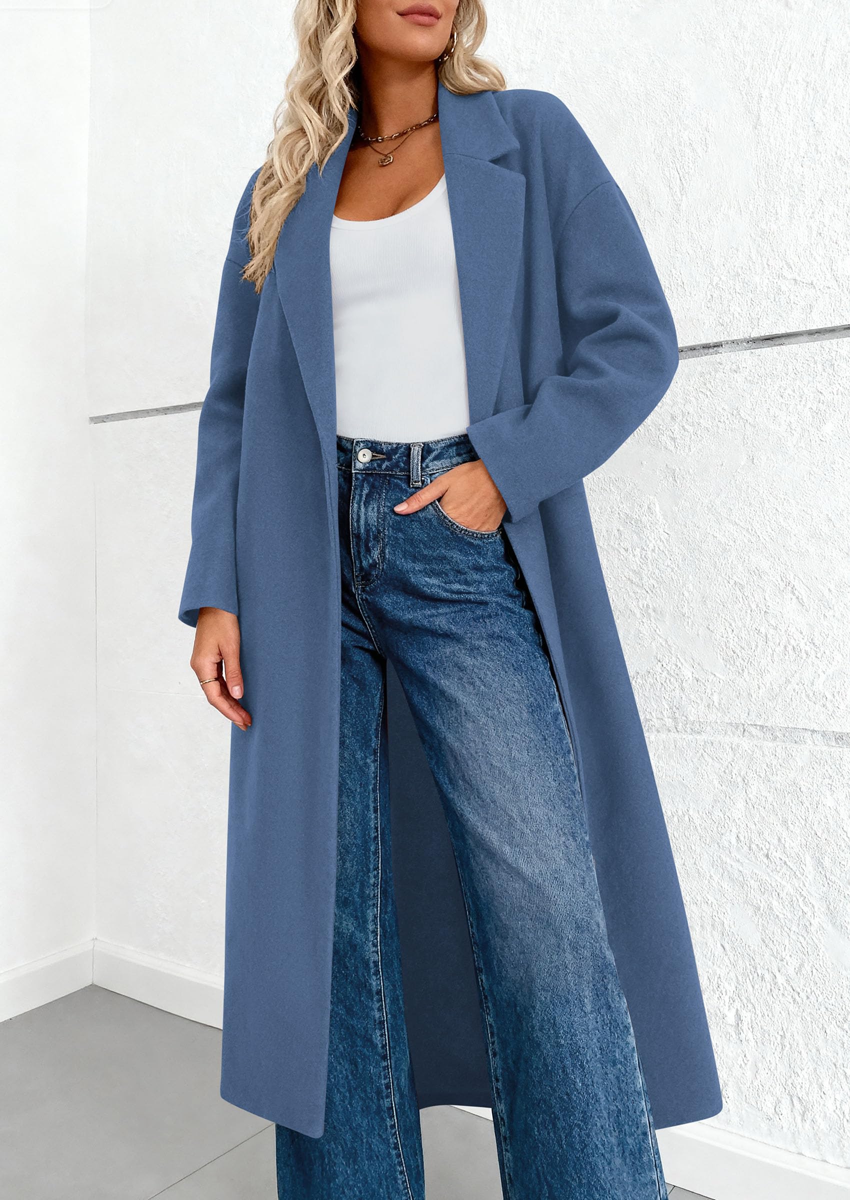 PRETTYGARDEN Womens Winter Coats Trendy Long Sleeve Notch Lapel Button Long Jackets Casual Oversized Vacation Outfits