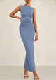Sleeveless Ruched Bodycon Slit Long Maxi Dresses