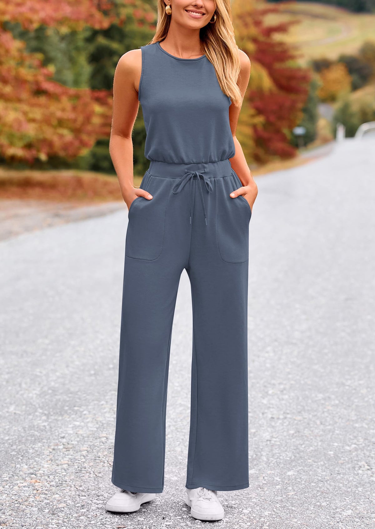 Summer One Piece Outfits Sleeveless Wide Leg Long Pants Jumpsuits