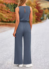 PRETTYGARDEN Jumpsuits Casual Outfits Sleeveless Wide Leg Long Pants Rompers