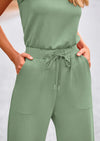 PRETTYGARDEN Jumpsuits Casual Outfits Sleeveless Wide Leg Long Pants Rompers