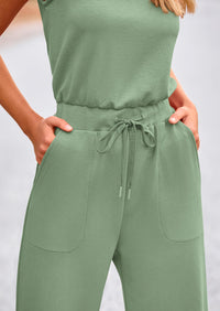 Summer One Piece Outfits Sleeveless Wide Leg Long Pants Jumpsuits