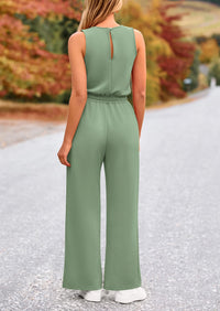 Summer One Piece Outfits Sleeveless Wide Leg Long Pants Jumpsuits