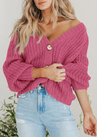 PRETTYGARDEN Women's Chunky Knit Open Front Sweater Long Sleeve Button Loose Short Cardigan Outerwear Coats