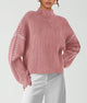 Chunky Knit  Casual Long Sleeve Mock Neck Oversized Loose Sweaters
