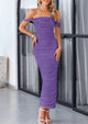 Off The Shoulder Ruched Bodycon Sleeveless Split Maxi Dresses