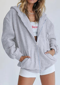 Long Sleeve Zip Up Y2K Hoodies With Pockets