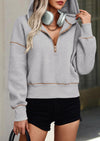 PRETTYGARDEN Women's Hooded Sweatshirts Long Sleeve Half Zip Cropped Hoodie Pullover Winter Fashion Clothes
