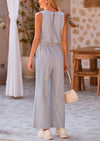 PRETTYGARDEN Jumpsuits Casual Outfits Sleeveless Wide Leg Long Pants Rompers