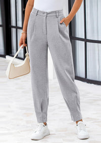 Summer High Waisted Ankle Length Trouser Slacks With Pockets