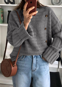 PRETTYGARDEN Womens Sweaters Fall Casual Long Sleeve Crewneck Button Loose Winter Knit Pullover Sweater Tops
