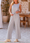 PRETTYGARDEN Jumpsuits Casual Outfits Sleeveless Wide Leg Long Pants Rompers