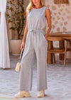 PRETTYGARDEN Jumpsuits Casual Outfits Sleeveless Wide Leg Long Pants Rompers