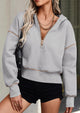 Long Sleeve Half Zip Cropped Pullover Hoodies