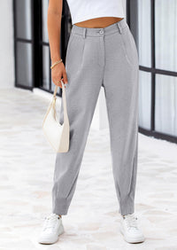 Summer High Waisted Ankle Length Trouser Slacks With Pockets