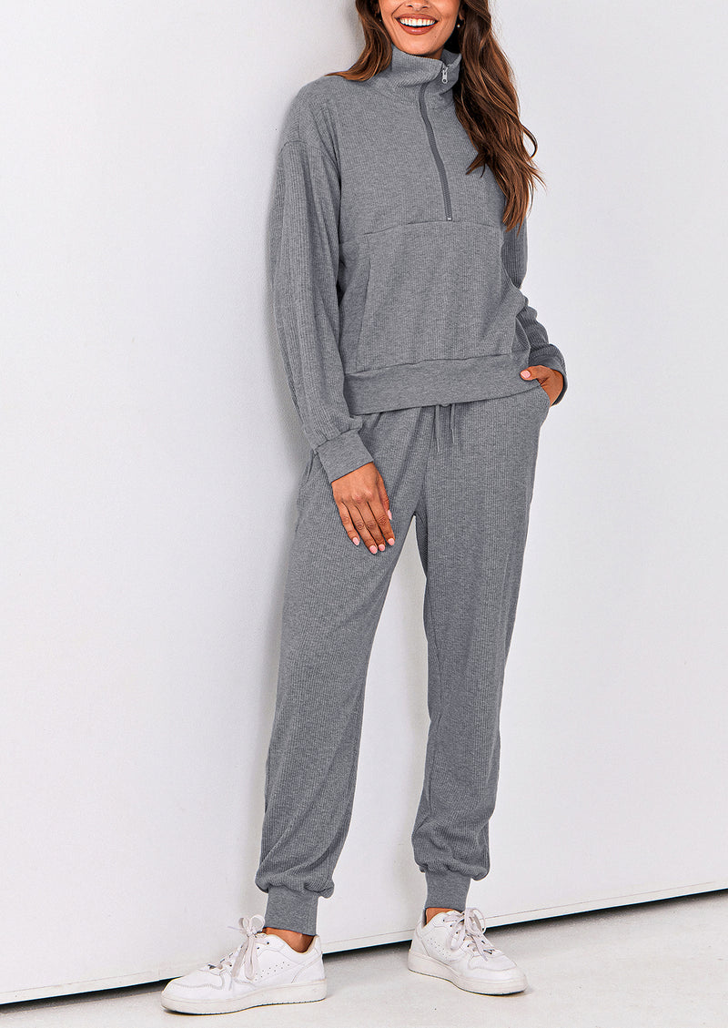 PRETTYGARDEN Women's Fall 2 Piece Lounge Sets Zip Up Sweatshirt Jogger Pants Sweat Track Suits Travel Outfit Winter Clothing