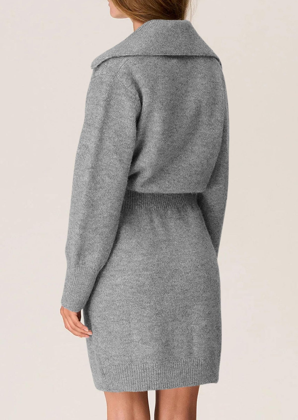 Long Sleeve V Neck Button Down Knit Pullover Sweater Dresses
