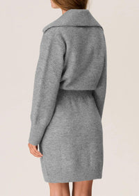 Long Sleeve V Neck Button Down Knit Pullover Sweater Dresses