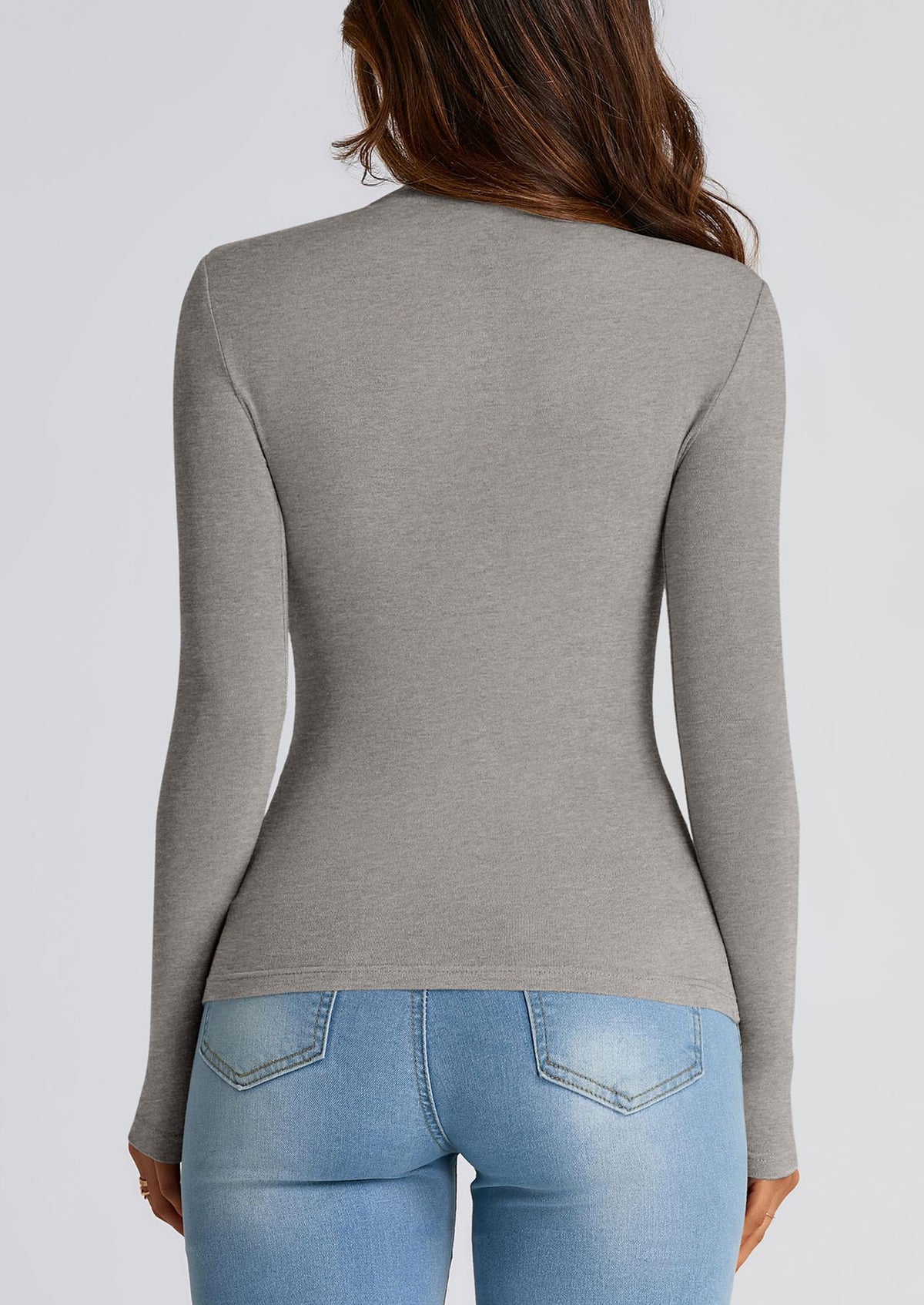 Y2K Long Sleeve Mock Neck Ruched Slim Fitted Casual Blouses