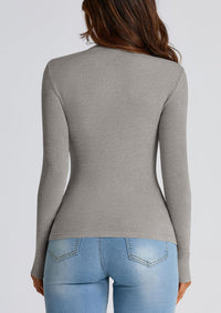 Y2K Long Sleeve Mock Neck Ruched Slim Fitted Casual Blouses