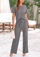 Short Sleeve T-Shirt Wide Leg Pants Two Piece Sets