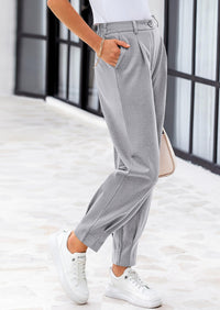 Summer High Waisted Ankle Length Trouser Slacks With Pockets