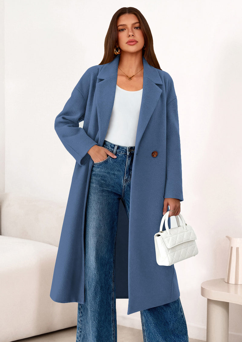 PRETTYGARDEN Womens Winter Coats Trendy Long Sleeve Notch Lapel Button Long Jackets Casual Oversized Vacation Outfits