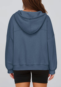 PRETTYGARDEN Womens Hoodies Cropped Fleece Sweatshirts Fall Fashion Quarter Zip Pullover Long Sleeve Tops Winter Clothes