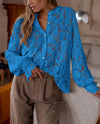 PRETTYGARDEN Women's Dressy Casual Lace Blouse Long Sleeve Button Up Shirts Tops Spring Fall Fashion Clothes