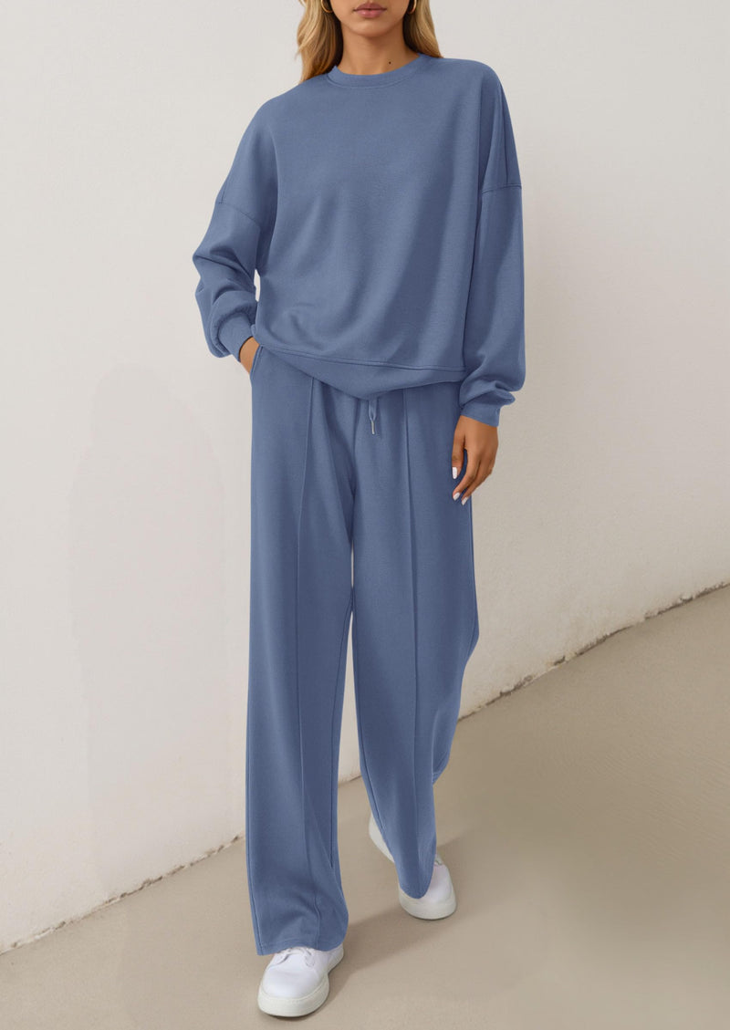 PRETTYGARDEN 2 Piece Sets For Women Fall Trendy Long Sleeve Sweatshirt Wide Leg Pants Loungewear Set Matching Sweatsuit