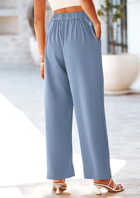 Casual Wide Leg High Elastic Waisted Long Work Pants