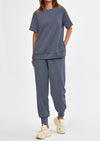 PRETTYGARDEN 2 Piece Outfit Tracksuits Casual Short Sleeve Tops High Waisted Sweatpants Set