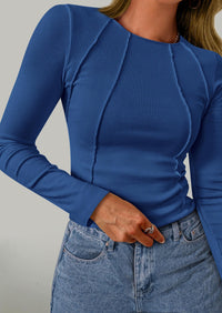Long Sleeved Crop Exposed Casual T-Shirt