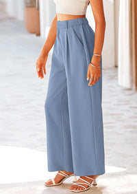 Casual Wide Leg High Elastic Waisted Long Work Pants