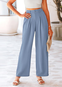 Casual Wide Leg High Elastic Waisted Long Work Pants