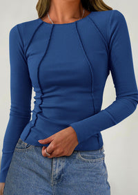 Long Sleeved Crop Exposed Casual T-Shirt