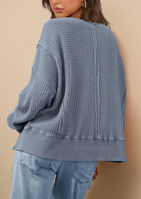 PRETTYGARDEN Oversized Sweatshirt for Women Fashion Crewneck Long Sleeve Pullover Waffle Knit Tops Fall Trendy Clothes