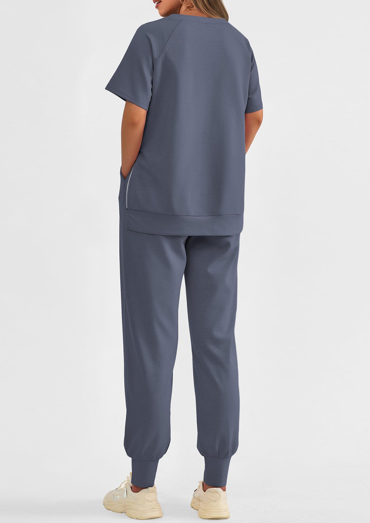 Casual Short Sleeve Tops High Waisted Sweatpants Two Piece Sets