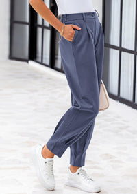 Summer High Waisted Ankle Length Trouser Slacks With Pockets