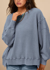 PRETTYGARDEN Oversized Sweatshirt for Women Fashion Crewneck Long Sleeve Pullover Waffle Knit Tops Fall Trendy Clothes