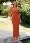 PRETTYGARDEN Women's Bodycon Maxi Tube Dress Ribbed Strapless Side Slit Long Going Out Casual Elegant Party Dresses