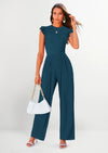 PRETTYGARDEN Casual Ruffle Cap Sleeves Romper Crew Neck Rib Knit One Piece Outfits